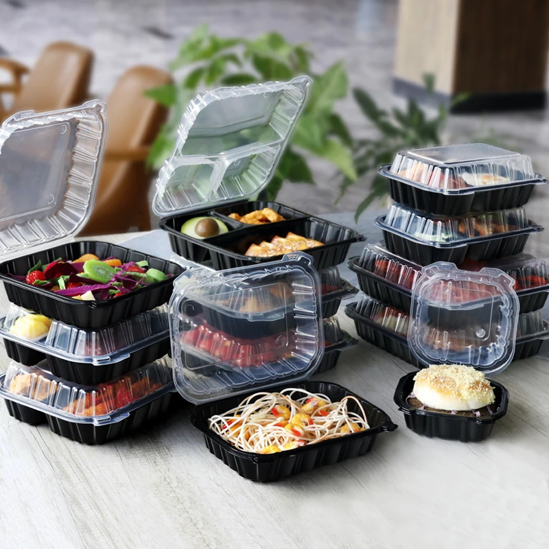 Big Size to Go Containers 10"x10" Clamshell Take Out Food Container With Hinged Lid Disposable Togo Plates Box