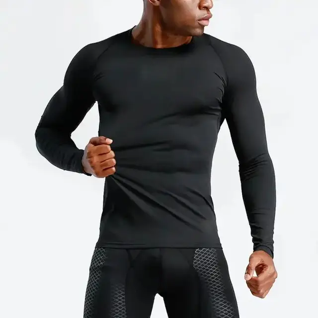 Blank Gym Compression Sportswear Men T Shirts Soft Exercise Sports Fitness Active Wear Athletic Sweat Fit T-Shirts