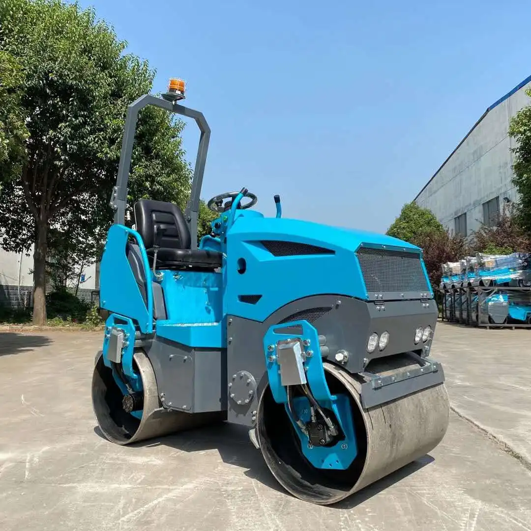 1 Ton Concrete Storike Compactor Double Drum diesel Engine Vibrator Roller Machine Mini Small Road Roller Road Compactor