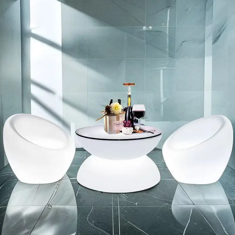 Smart Modern LED Furniture Set for Living Room Practical Plastic Sofa Corner Unique LED Table and Chairs for Hotels