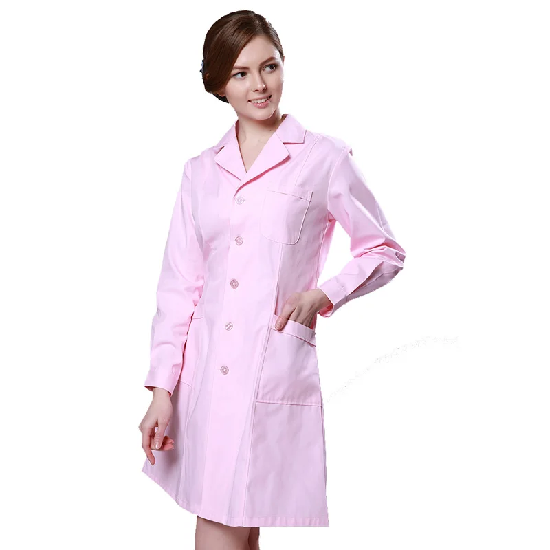 Long Sleeve Nurse Pink Uniform Dresses ...