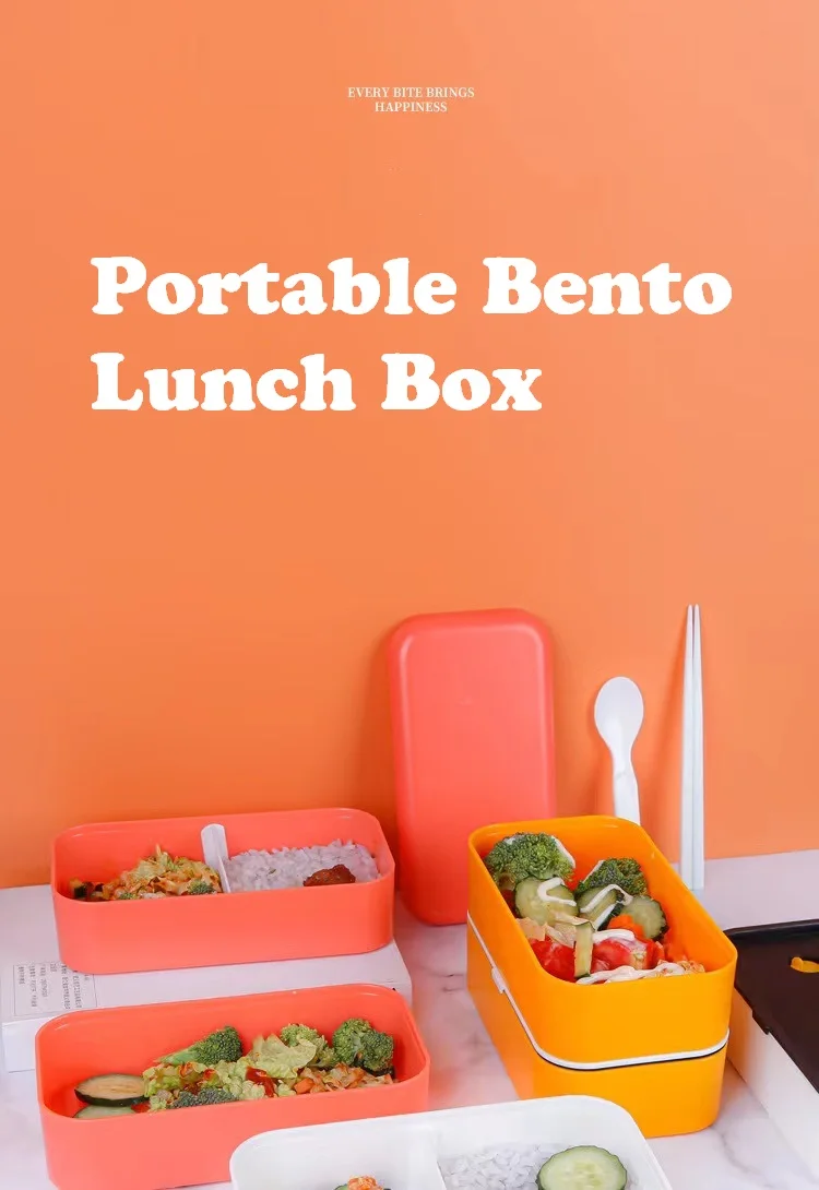 Oem Eco Plastic Bento Lunch Box Food Container For Kids 2 Layer Bento