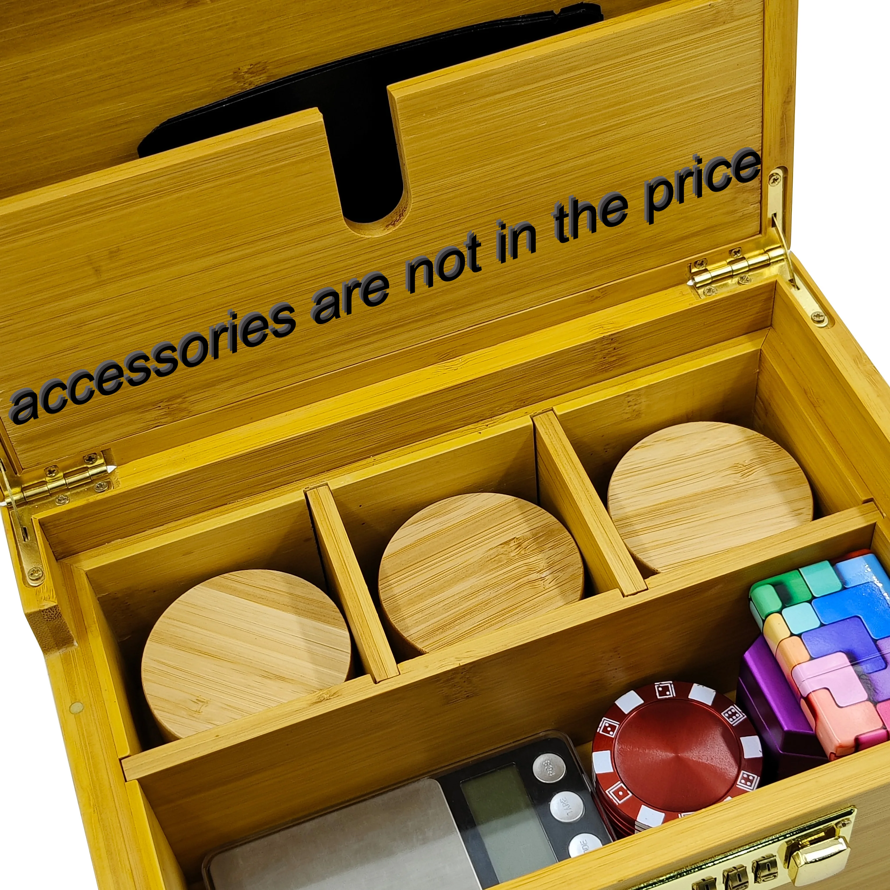 Wood Herb Stash Box With Rolling Tray Storage Container To Store