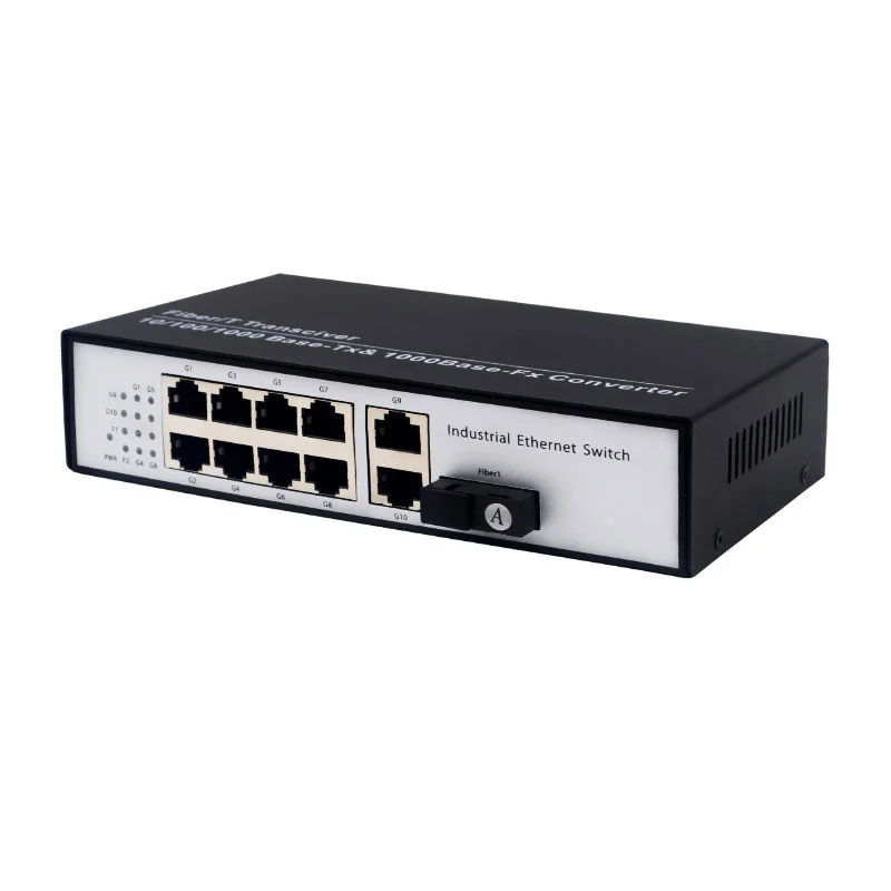 Gigabit 8 portový POE+ switch s 1 SC optickým portem POE Media Converter