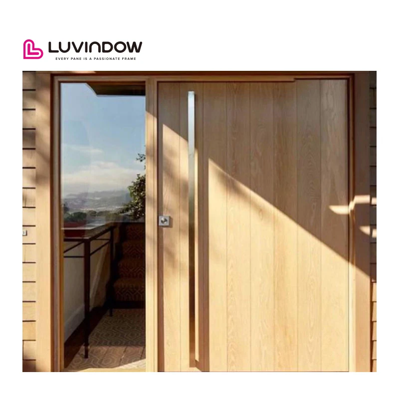 Luvindow Factory Directly Thermal Break Low-E Powder Coated Black Solid Wood Entry Front Doors