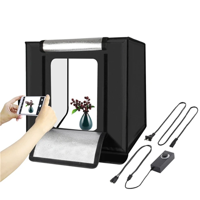 PULUZ 80cm With 3 Colors Backdrops Foldable Lightbox Photo Studio Photography Box LED Photo Light Studio Shooting Tent
