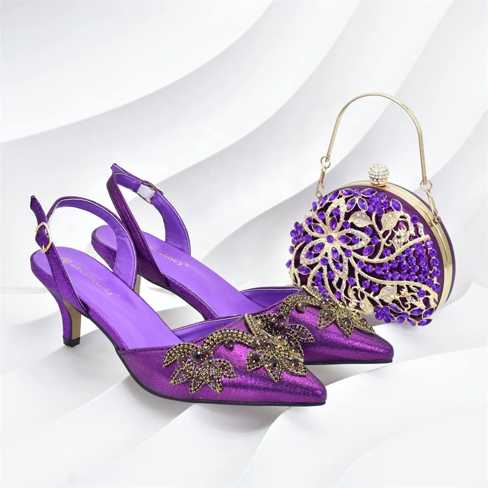 Italian Matching Shoes and Bags Set Latest Purple Color
