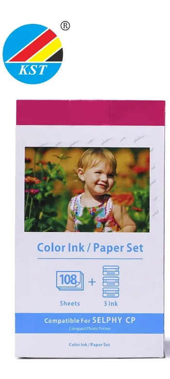 Kp 108in Color Ink Cartridge For Canon Selphy Cp1300 Cp1200 Label Printer Photo Paper Set 6 Inch 