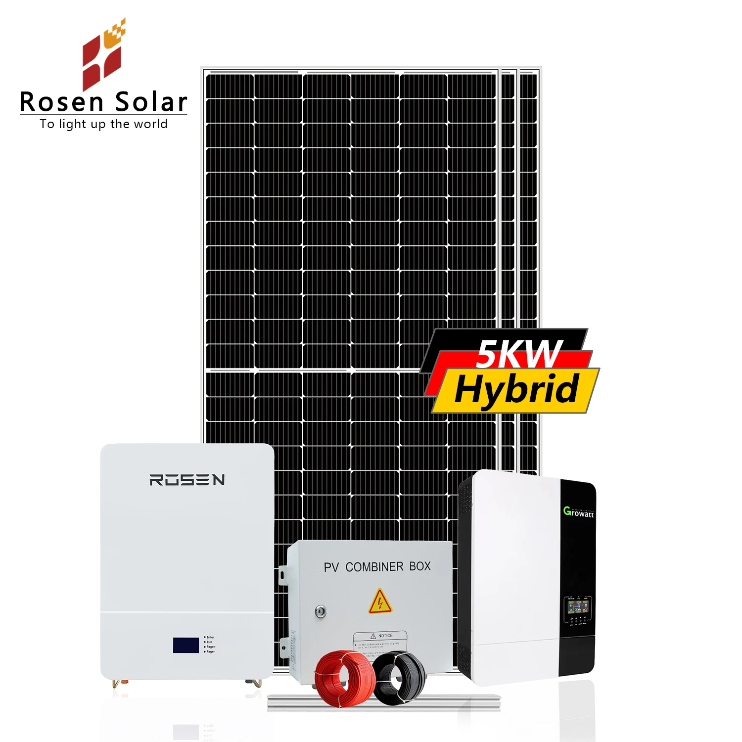 Solar Panel 1000 watt Kit Home System 5KW Hybrid Solar Power System Lifepo4 Storage