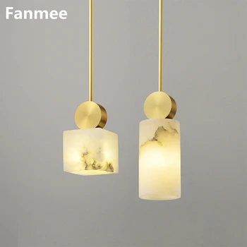 New Design Chandelier Pendant Light Modern Marble Copper Gold Pendant Hanging Lamps Bedroom Living Room Lights Fixture Lustre