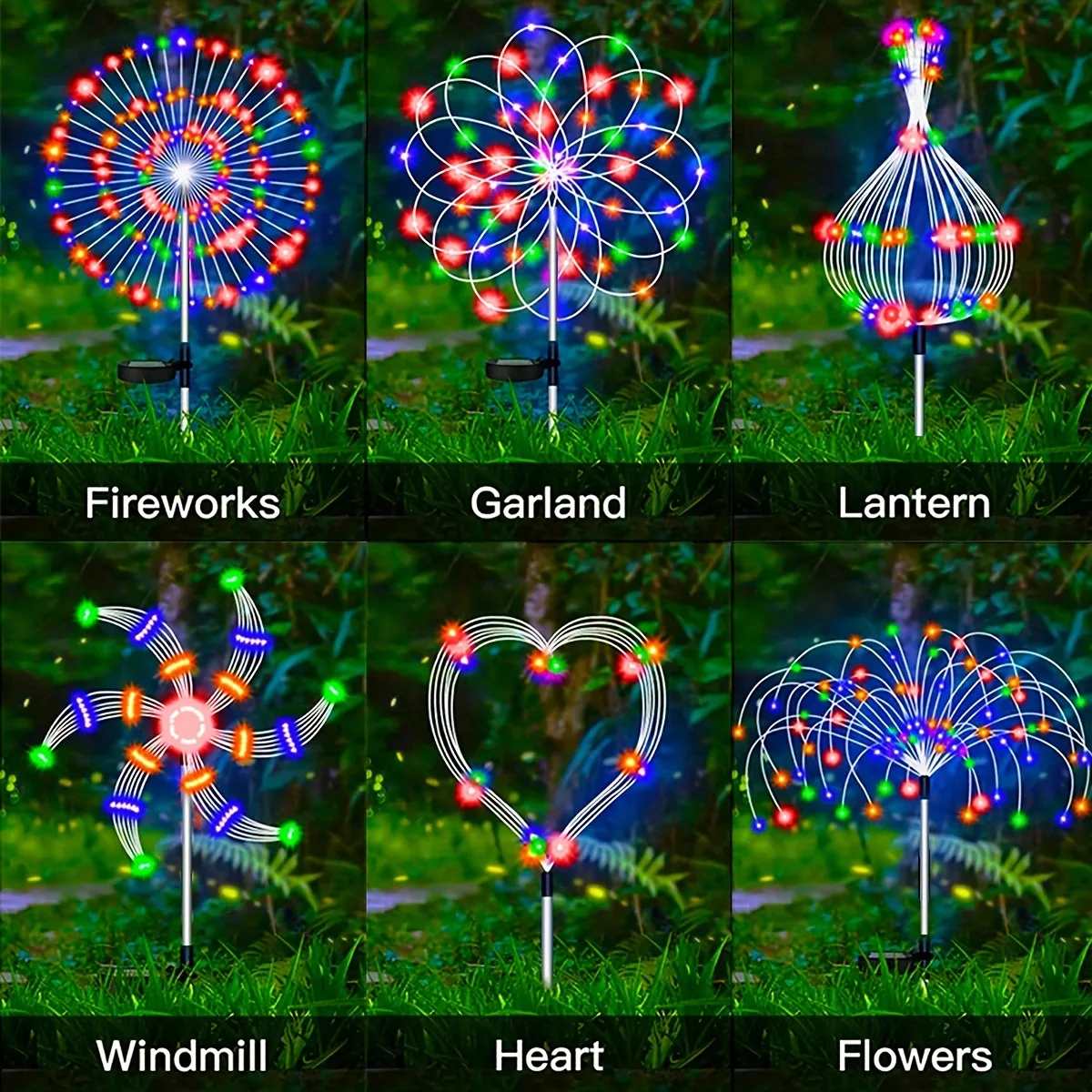 Solar Led Light 3D DIY Firework Stake Light for Garden Pathway Landscape Holiday Party Christmas Lawn Security Outdoor Decor