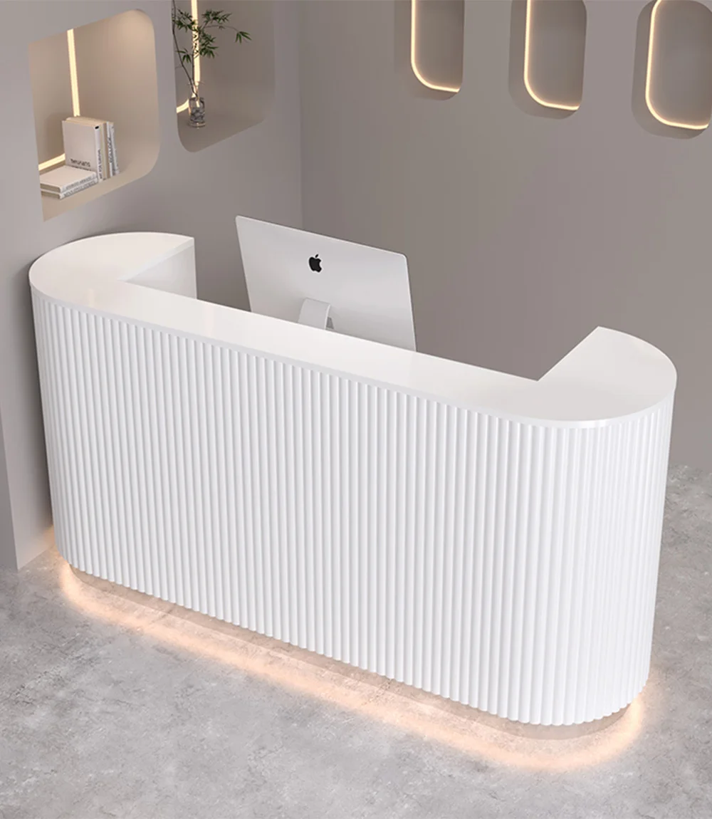 Modern Reception Desk Beauty Salon With Cashier Counter Cheap White