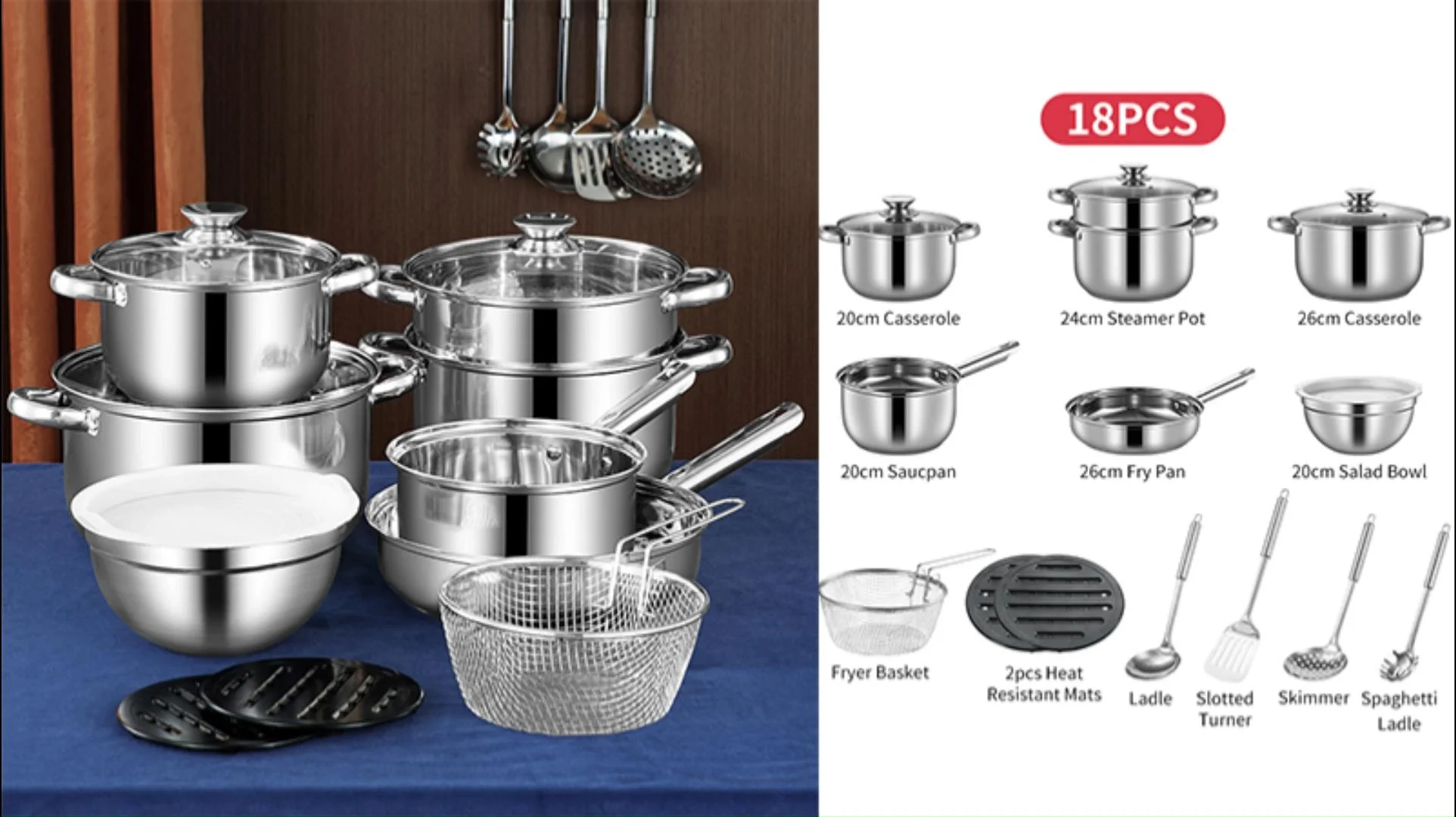 Wholesale Kitchen Induction Cookware Set Cooking Pots Round Stainless ...