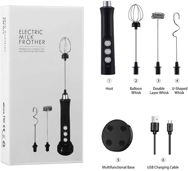 Foodville Premium Electric Milk Frother - Black (MF02)