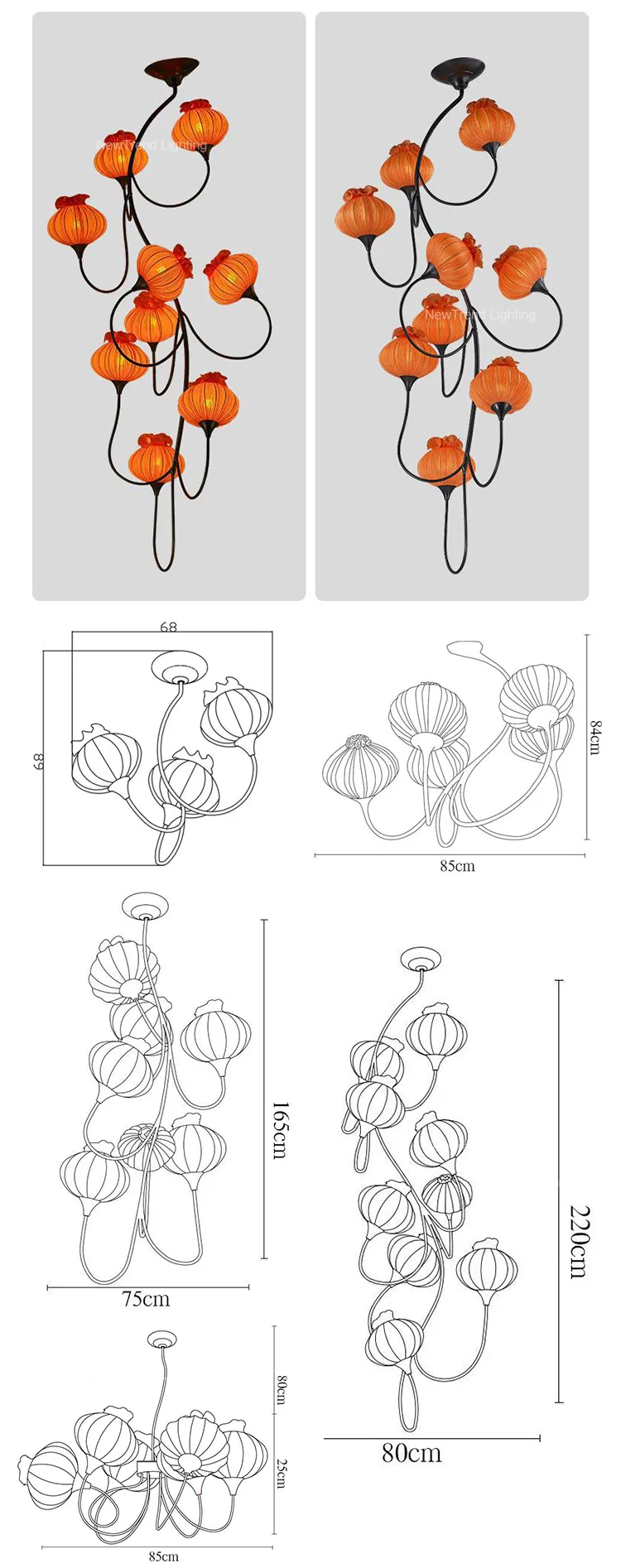 CPL-330 Nature Inspired Indoor Lighting Art Flower Staircase Decoration Branch LED Chandelier Pendant Light supplier