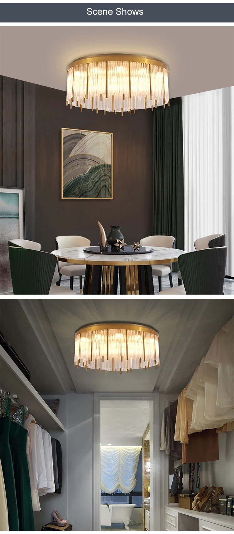 dmu8782 light luxury style indoor decoration lighting custom art frame glass project chandelier -7