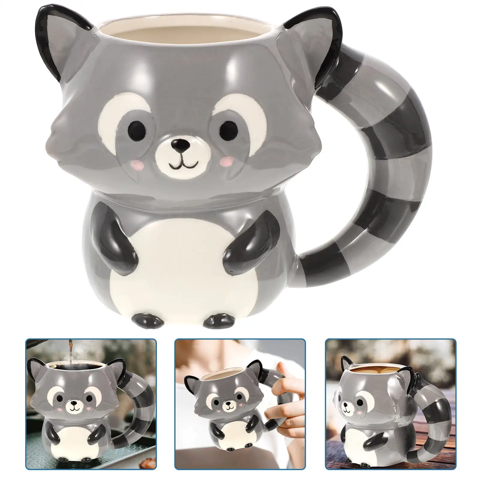 Alibaba.com: 3D animal raccoon design, ceramic material, cute coffee ...