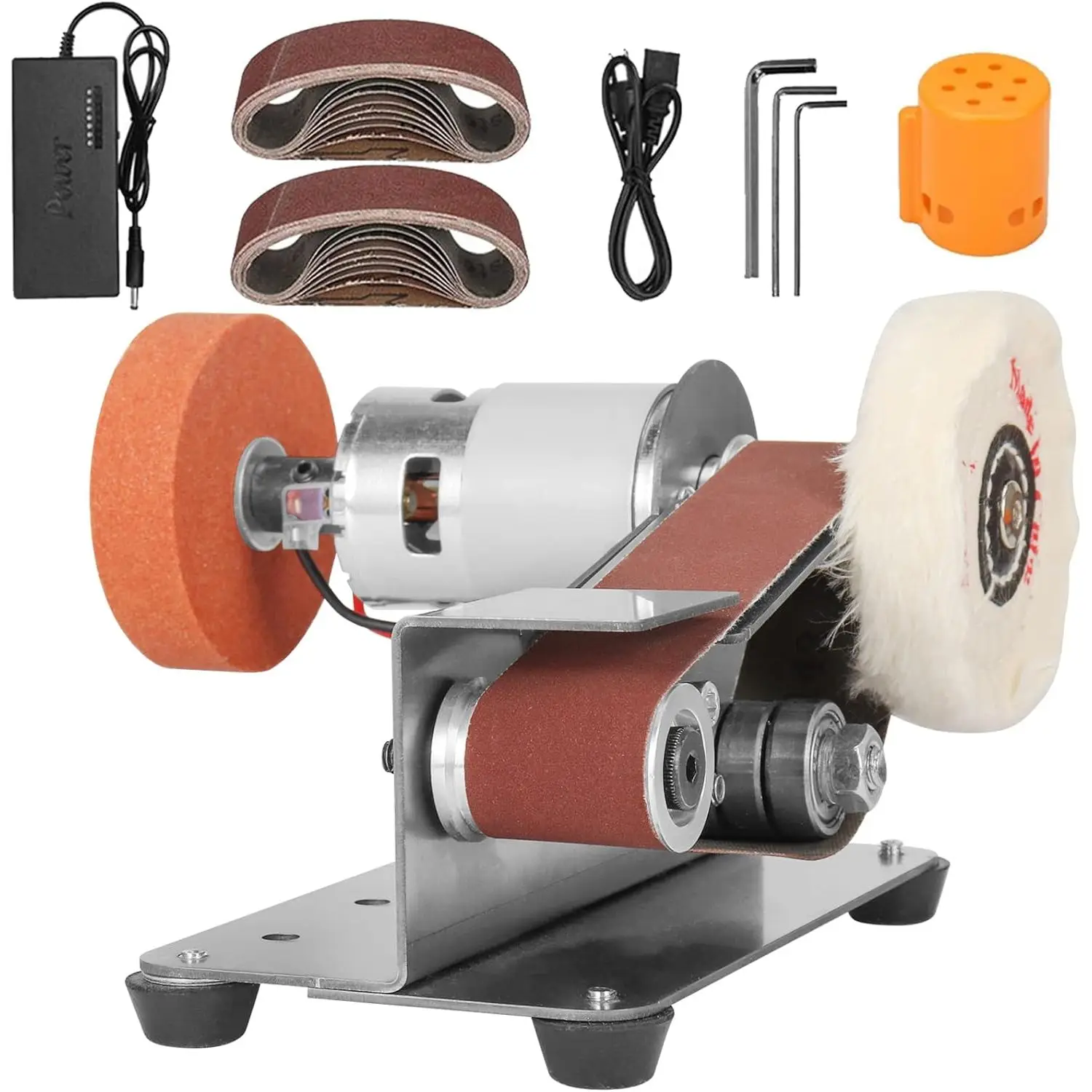 Premium 3-in-1 Mini Electric Bench Grinder Sanding Machine 15 Degree Knife Sharpener with 7 Adjustable Speed Buffer