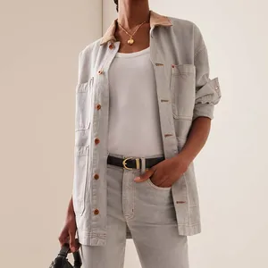 Clothing Manufacturers Custom Spring Summer Autumn Oversized Denim Long Sleeve Utility Pockets Jacket