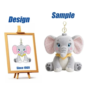 Shengye EN71 CPC Custom Cute Cartoon Elephant Keychain Plush Toy Stuffed Animal Keyring Plush Key Chains for Bags Car Pendant