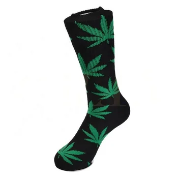 Cmax Popular Maple Leaf Cannabis Dress Socks Weed Fashion Warm Cotton Long Crew Socks