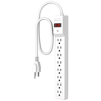 8 AC Multiple Outlets Power Strip 245 Joules White ETL Listed Surge Protector 245 Joules White ETL Listed Surge Protector