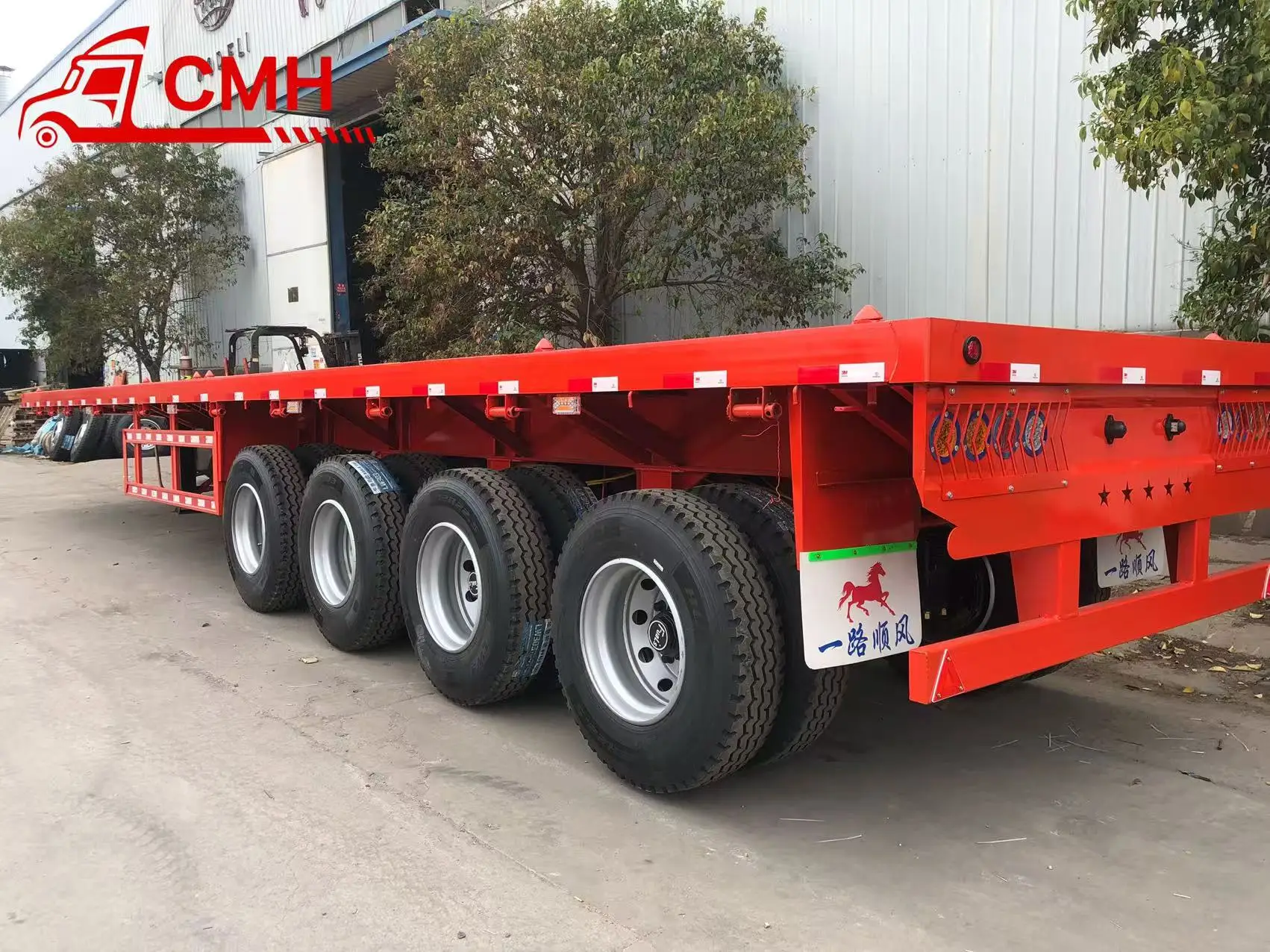 Brand New 3 Axle Multi Axle Container Shipping Terminal Transport Mechanical Suspension Flatbed Trailer Semi Truck Trailer manufacture