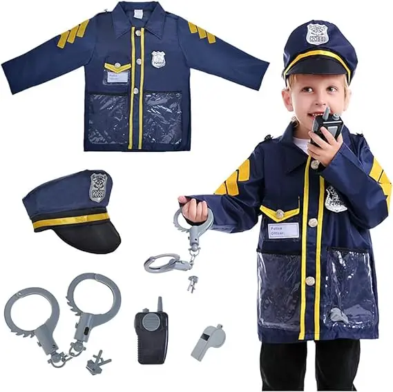 7pcs Dark Blue Kids Police Role Play Toy Set for 3-8Y