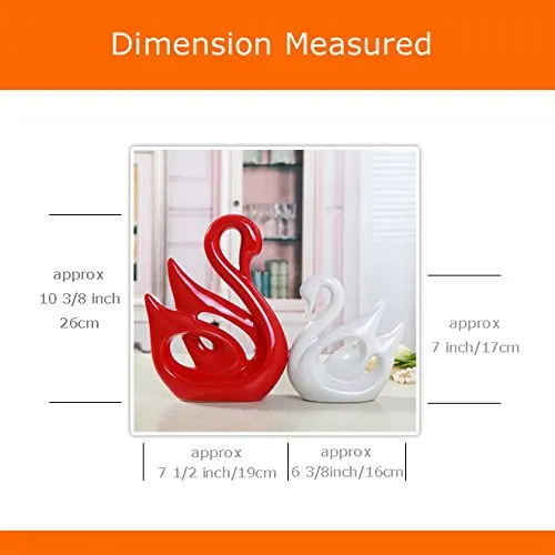 Керамические фигурки лебедя статуи для домашнего декора керамические декоративные скульптуры набор из 2 красных белых (большой белый маленький