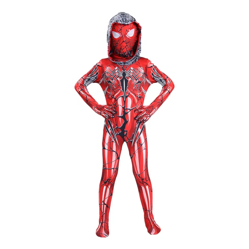 Kids Venom Carnage Jumpsuit Red Fullbody Costume Suit Halloween