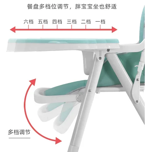 New Multifunctional Stainless Steel Baby Dining Chair Height Adjustable Safety Toddler Feeding High Chair