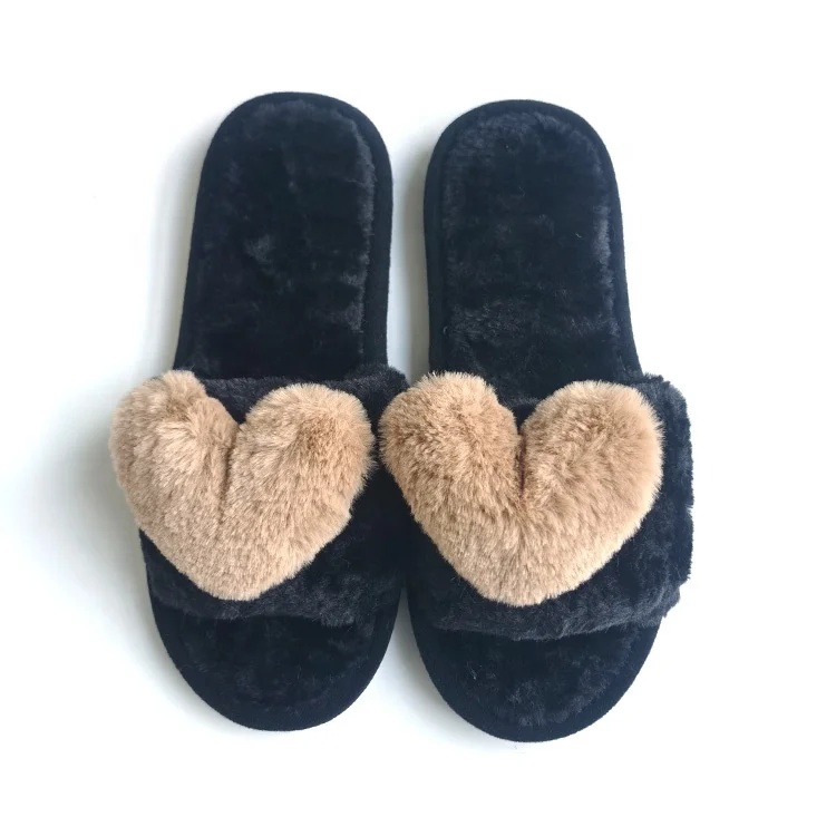 Warm Slider Faux Fur Indoor slippers Wholesales Girls Stitched Fuzzy House  Ladies Fluffy Bedroom slippers for Women