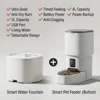 Pet Set:4L Button Feeder+USB Fountain-Pearl White