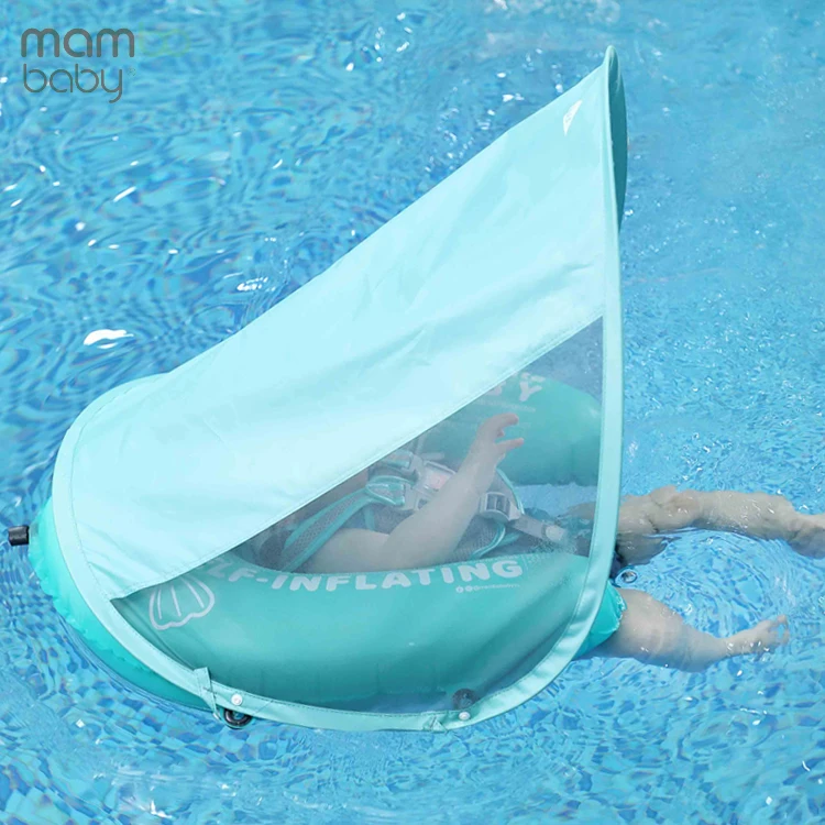Mambobaby Self Inflating 3 to 24 Months Baby Float with Waterproof Canopy Hot Sale Customize Portable Swimming Floating