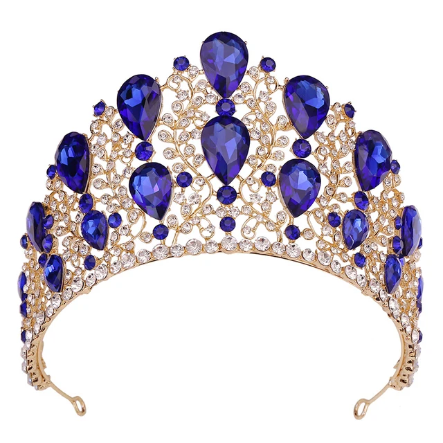 Large Bling Crystal Crowns for Queens Baroque Golden Alloy Rhinestone Diadem Gelin Taci Wedding Metal Hair Accessories Bridal