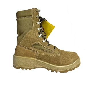 PU Rubber Outdoor Hiking Boot Lace up Style Leather Fabric Training Anti Slip Functions Sand Color for Men