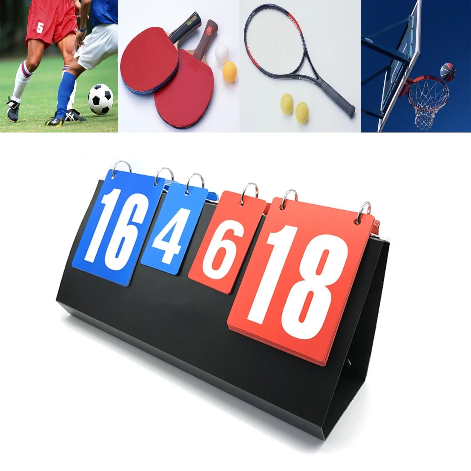 Jinlangte  4 Digital Portable Table Top Scoreboard  Multi Sports Score Flip Score board table tennis scoreboard