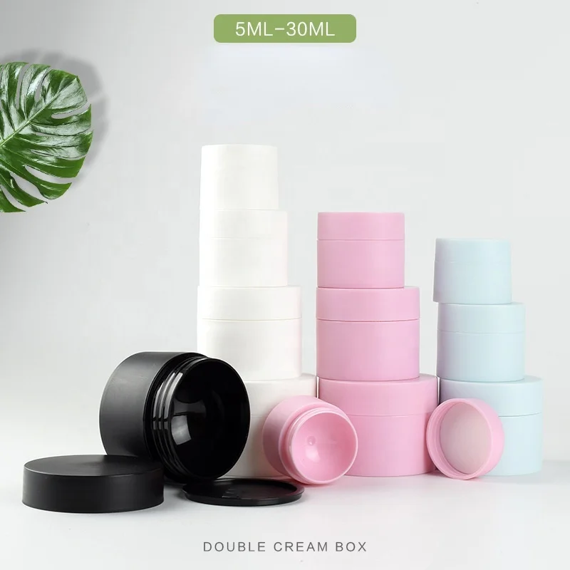 Plastic Pink Cream Jar Face Eye Cream Container Fancy 5ml 15ml 20ml 30ml 50ml Empty Cosmetic Beauty Blue White Black Round Shape