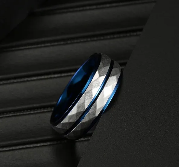 Classic Fashion Blue Design Men Ring Stainless Steel Trendy Men Gents Luxury Jewelry Ring