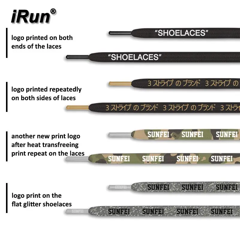 IRun Multi Color Shoelaces Custom Logo Printed Flat Tubular Shoelace for Running Sneaker Shoes Laces Print Test Tube Package