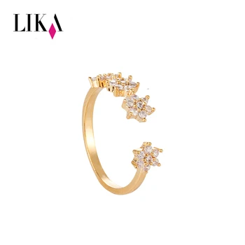 LIKA New Design Women Jewelry Tiny Opening Rounded Adjustable Zircon Rhinestone Finger Ring For Ladies