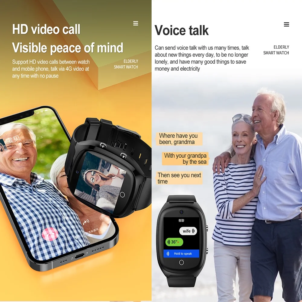 Elderly Smart Watch With GPS Tracker 4G Waterproof Wifi SOS Call 650 Mah Big Battery D300 Smart Watch for Kids Phone
