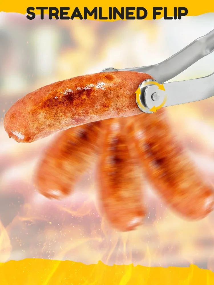 Pince à Saucisses BBQ 38cm - Acier Inoxydable, Anti-Chaleur, Multifonction