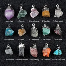 Natural Crystal Stone Pendant Raw Irregular Colorful Quartz Healing Crystal Stone Charms for Necklace Bracelet Jewelry Making