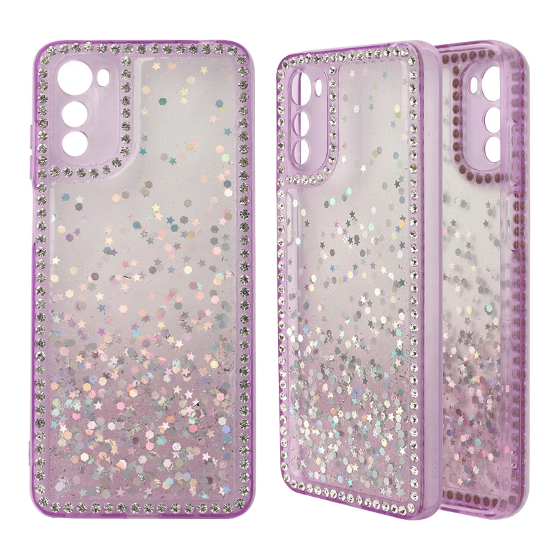 Newest TPU Acrylic Epoxy Back Cover Diamond Glitter Cell Phone Case for Samsung Galaxy A03S A04 A14 A04S Funda