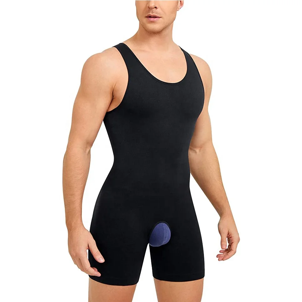 Seamless Sleeveless Men Full Body Shaper Compression Bodysuit