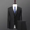 Traje de esmoquin negro de dos piezas para hombre con dos botones
