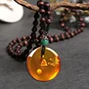 Collar de ámbar fósil con cuentas de madera y cierre de princesa