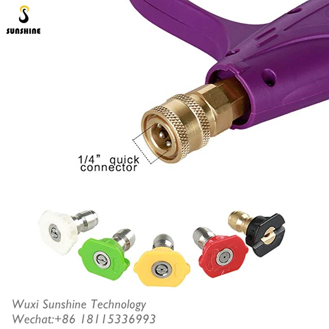 High Pressure Washer Gun With 5 Nozzles - 3000 PSI, M22-14 Thread & 3/8" Quick Connector (Purple)