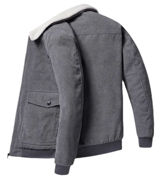 Men's warm winter loose plus size casual corduroy jacket fashion brand lamb wool clothing jacket